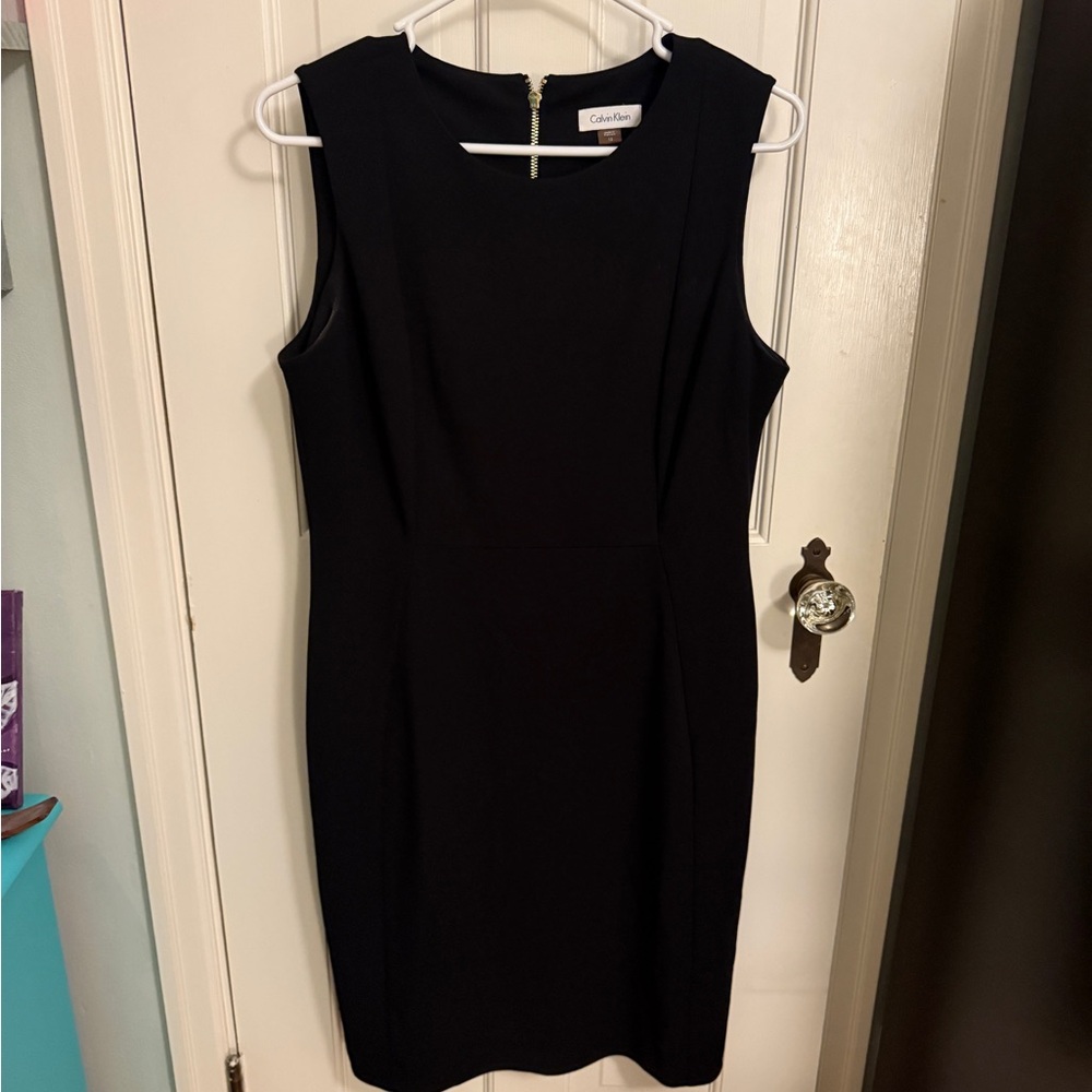 WOMENS CALVIN KLEIN BLACK SLEEVELESS SHEATH CAREER WORK COCKTAIL DRESS, SIZE 12